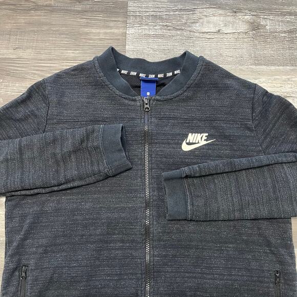 Nike Advance 15 Knit Gray Black Sportswear Mens L Blade Collar Jacket Sweatshirt - Picture 2 of 8
